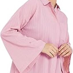 Women Spread Collar Casual Shirt - Solid Opaque Design with Button Placket, Long Sleeves, and Curved Hem, Stylish Everyday Wear Shirts for Women-image-66