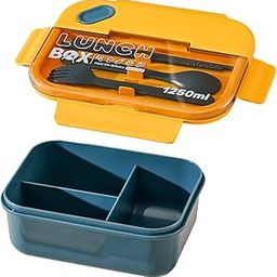 Japanese Bento Lunch Box 42oz Compartment Snack Box for Travel Picnic Hiking 3 Grids Dark Blue-image-23