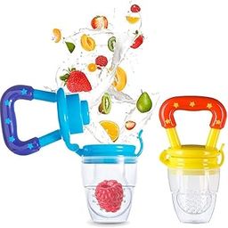 Kidocracy Silicone Fruit/Food Nibbler - Soft Pacifier, Teether and Feeder for Infants and Babies, BPA-Free, Multicolour 2pcs-1