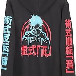 Unisex Jujutsu Kaisen Anime Hoodie for Men and Women, Hollow Purple Printed Cotton Cosplay Anime Hoodies-image-43