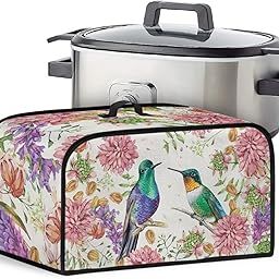 TODIYADDU Hummingbird Floral Slow Cooker Cover for Women Trendy Air Fryer Cover Dust Cover with Storage Pocket and Handle Portable Slow Cooker Carrying Bag Kitchen Small Appliance Covers Gifts-image-47