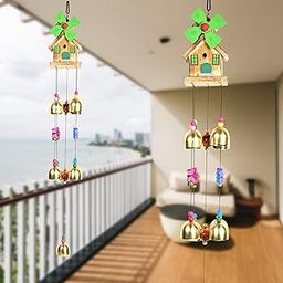 Wooden House Wind Chimes with 9 Brass Bells – Perfect for Home, Garden & Outdoor Décor | Enhance Positive Energy and Create Serene Vibes-image-32