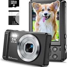 Digital Camera - 5K 72MP Digital Camera with 16X Digital Zoom for Photography - UHD Vlogging Camera for Kids and Teens - Compact Point and Shoot Digital Cameras with 32GB SD Card (White) (Black)-17
