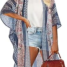 Women's Kimono Beach Cover up for Summer Bathing Suits Cardigans Casual Loose Swimwear-image-49