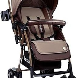 1st Step Caramel Baby Pram Cum Stroller with 5 Point Safety Harness/Infinitely Reclining and Cushioned Seat/Reversible Handle/Front Swivel Wheels - Coffee Brown-18