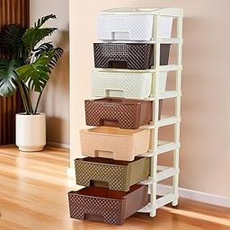 Kuber Industries Plastic 7-Tier Collapsible Storage Drawer for Kitchen | Durable Toy Organizer for Kids Room | Plastic Drawer Storage Rack for Bedroom, Home & Office | Multi Brown-picture-17
