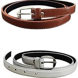 Women's Ladies's Girls's Belt for Jeans Women Belt for Dresses Casual Formal Belt Combo of White & Brown Free Size (Fits On Upto 34 Inch)-image-74