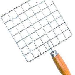 SR Stainless Steel Square Papad Jali/Roti Roast Grill/Papad Roast Grill with Handle, 17cm, Silver-23