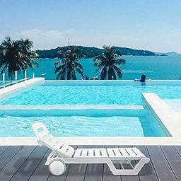 ITALICA Plastic Sunlounger with Wheels/Modern Pool Side Lounge Chair/Glossy Plastic Sunlounger for Garden, Poolside & Terrace/Swimming Pool Chair for Balcony (8103, White, BN)-image-10