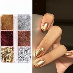 S.A.V.I 6 Grids Metallic Mirror Foil Glitter Palette - Stunning DIY Nail Manicure-image-92