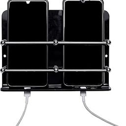 Black Acrylic Mobile Double Stand Mobile Stand Dual Phone Charging Holder TV AC Remote Stand for Home Office Bedroom Hotel Wall Multipurpose Mobile Stand (Black)-image-10