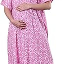Floral Pure Cotton Maternity Kaftan/Maxi Nighty/Free Size/Feeding/Nursing/Zipper/Drawstring-image-98