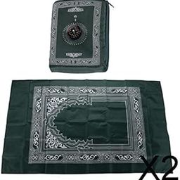 MERISHOPP 2xMuslim Prayer Rug Polyester Portable Braided Mats Simply Print Dark Green|Home & Garden|Wedding Supplies|Venue Decorations-image-68