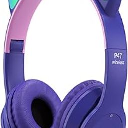 Daemon Headphones, Bluetooth Wireless Headphones for Kids Teens Adults, Over-Ear Bluetooth Headphones with Microphone, Cat Ear Headphones for Girls/Women/Kids (Baby Cat Purple) (Multi Purple)-picture-6