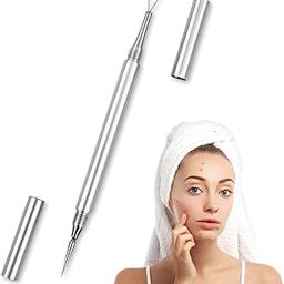 MAYCREATE® Dual Head Blackhead Remover Tool, Stainless Steel Pimple Extractor, 2-in-1 Acne Needle Popper with Safety Caps, Easy & Safe Comedone Removal, Silver-image-83