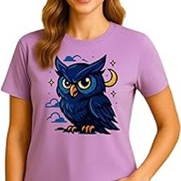 Girl's Owl Graphic T-Shirt – Cool Cartoon Night Owl Tee | Trendy Streetwear Cotton T-Shirt for Girls's-image-65