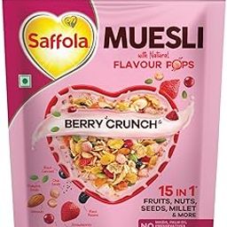 Saffola Muesli Berry Crunch with Flavour Pops, 700 gm | 15 in 1 Fruit and Nuts, Seeds, Millet & more | Cereals for breakfast rich in wholegrain, protein, fibre-10