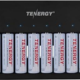 Tenergy TN477U 8-Bay Fast Charger for AA/AAA Ni-MH/NiCD Rechargeable Batteries with Micro USB and USB C Input + 8X AA Rechargeable Batteries-17