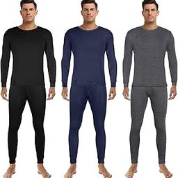 3 Set Thermal Underwear for Men Soft Long Johns Base Layer Thermals Fleece Warm Lined Top Bottom for Cold Weather Winter-7