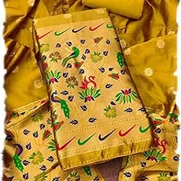 pandadi saree Women's Paithani Silk Woven Zari Work Salwar Suit Unstitched Dress Material-picture-35