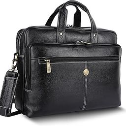 Men's Leather Laptop Messenger Bag,Black-picture-48