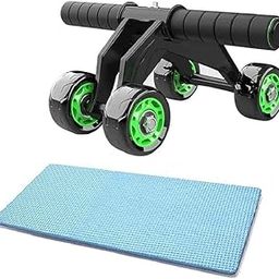 FIRST CHOICE Professional Abs Workout 4 Wheel Ab Roller Perfect Home Gym Equipment for Men and Women Exercises - Black-picture-21
