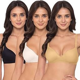 Women's Cotton Heavily Padded Wire Free Push-Up, T-Shirt Bra (K-915-BLK-OFFW-SK-32C_ Black, Off-White, Skin_32)-image-56