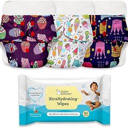 superbottoms Basic-3 Reusable Cloth Diaper (Assorted)|3M-3Yrs & Pack Of 40 Xtrahydrating Wipes|Unscented Baby Wipes,3.5X Extra Moisture|Adjustable Organic Diapers For Day Time (With 3 Quick Dry Pad)-image-40
