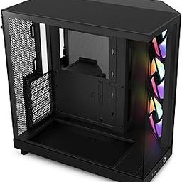 NZXT H6 Flow RGB | CC-H61FB-R1 | Compact Dual-Chamber Mid-Tower Airflow Case | Includes 3 x 120mm RGB Fans | Panoramic Glass Panels | High-Performance Airflow Panels | Cable Management | Black-image-79