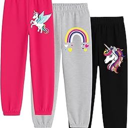 LILY & JADE Girls' Pure Cotton Printed Jogger Track Pants (Pack of 3) – Soft & Comfortable Kids Bottomwear-image-32
