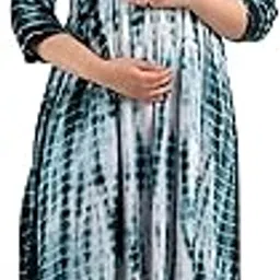 celebravo Women's Tie & Dye Maternity and Feeding Kurta for Easy Breast Feeding with Zippers for Nursing Pre and Post Pregnancy-picture-4