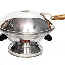Aluminium Tandoor Baking Set with Gas Oven, 35.6 cm, Silver, Includes Grill, Tongs and Wooden Handle-29