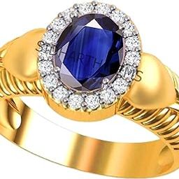 5.00 Carat Certified Original Blue Sapphire Gold Plated Ring Panchdhatu Adjustable Neelam Ring for Men & Women by Lab Certified-image-62