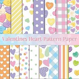 Haooryx Valentine’s Decorative Craft Paper - 60pcs Valentine’s Day Candy Colorful Patterned Origami Paper Gift Wraping Double Sided 11’’x11’’ Conversation Heart Pattern Scrapbook Giftwrap Decorative-16
