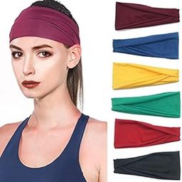 Headbands for Women, Yoga Running Headbands, Sports Workout Hair Bands, fabric Cotton Elastic none-Slip Sweatbands Headband, Floral Style Elastic Head Wrap for Girls, Ultra Stretch, 4 Pack [New]-image-11