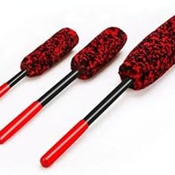 11oils AutoCare Car Wool Woolies Wheel Cleaning Brush Set, Red and Black, 3 Sizes-image-11