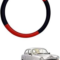 MATIES Leatherite Car Tyre Steering Cover for HM Ambassador 2.0D Red Black-image-4