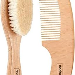 Hopop Baby Hair Brush and Comb Set | Natural Soft Bristles Hair Brush and Wooden Comb Set for Newborn Babies and Toddlers for Grooming | Safe & Gentle | Eco-Friendly Baby Grooming Solution-image-48
