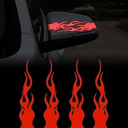 Buylogy® (red) Flame Reflective Sticker for Car Vinyl Racing Sports Flame Stripe Decal for Off-Road Vehicles Motorcycles Bike DIY Decoration 4 Pcs-image-32