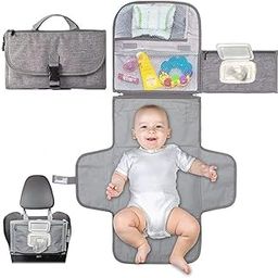 ANNIE Baby Changing Mat with Organizer Bags, Foldable and Detachable Changing Pad for Baby Diaper Bag, Changing Table Pad. One-Hand Diaper Change Pad. Baby Shower Gifts, Newborn Baby Essentials-picture-0