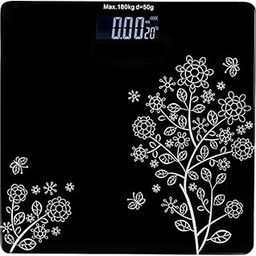 Digital Kitchen Weighing Scale – 180kg Capacity, Floral Design, LCD Display, Tare Function, Portable Electronic Body Weight Scale Machine (Black)-30