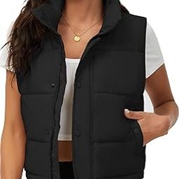 Womens Puffer Vest Sleeveless Zip Up Puffy Cropped Vests Warm Stand Collar Down Vest Lightweight Bubble Quilted Vest-picture-12