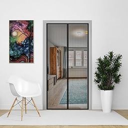 Kolar Mosquito Net for Door | Polyester Magnetic Curtain Auto Closing Insect Screen for All Door Types with Self Adhesive Hook Tape (200x100 Cms, Black)-image-86