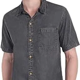 cosmic Men Half Sleeve Denim Shirt - Charcoal-picture-2