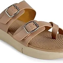 kazarmax Women Magnolia Lightweight Double Strap | Cushioned | Bounce Back | Comfortable Flat Sandals-picture-33