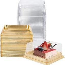 Party 24x7 Gold Cake Pans,bottom Mini Dessert Containers with Clear Lids,Gold Base, Single Serving Pastry Boxes 3x3 Brownie box muffins box cookies box (pack of 20)-image-16