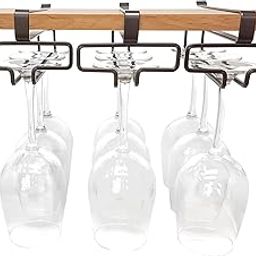 Acrylic Design Art Wine Glass Holder under Shelf, Hanging Wine Glass Rack under Cabinet, No Screw Stemware Rack Hanger, No drilling Wine Glass Storage Organizer, Set of 3-image-37