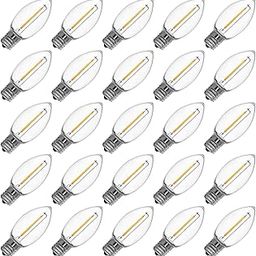 Meconard C9 Led Replacement Christmas Bulbs, 25 Pack C9 Unbreakable Led Bulbs for Christmas Outdoor String Lights, E17 Midsole, Commercial Grade Holiday Bulbs, Warm White-19