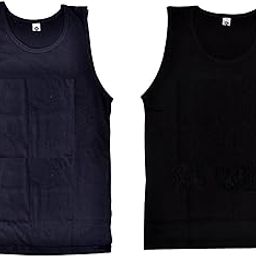 Fancy Gym Vest for Men & Boys Sports Running Cotton Sleeveless Vest/Baniyan (Pack of 2) Modern Fit Solid Inner wear in Navy Blue & Black Color-picture-13