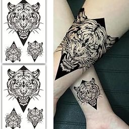 S.A.V.I 2 Sheets Black Tiger Temporary Tattoos for Men & Women, Large 19x12cm Arm/Leg Tattoo Stickers, Waterproof, Long-Lasting, Easy to Apply - Bold Animal Design Body Art-image-8